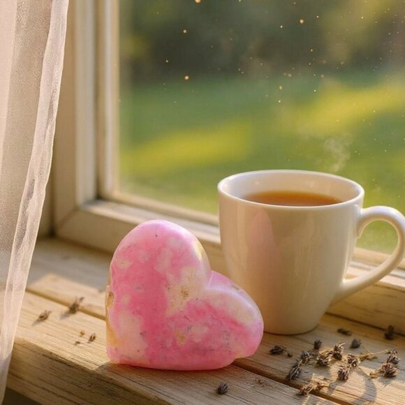 Natural ✦ Pink Rhodochrosite Quartz Crystal Heart ✦ Polished Palm Stone Peru - Picture 9 of 10